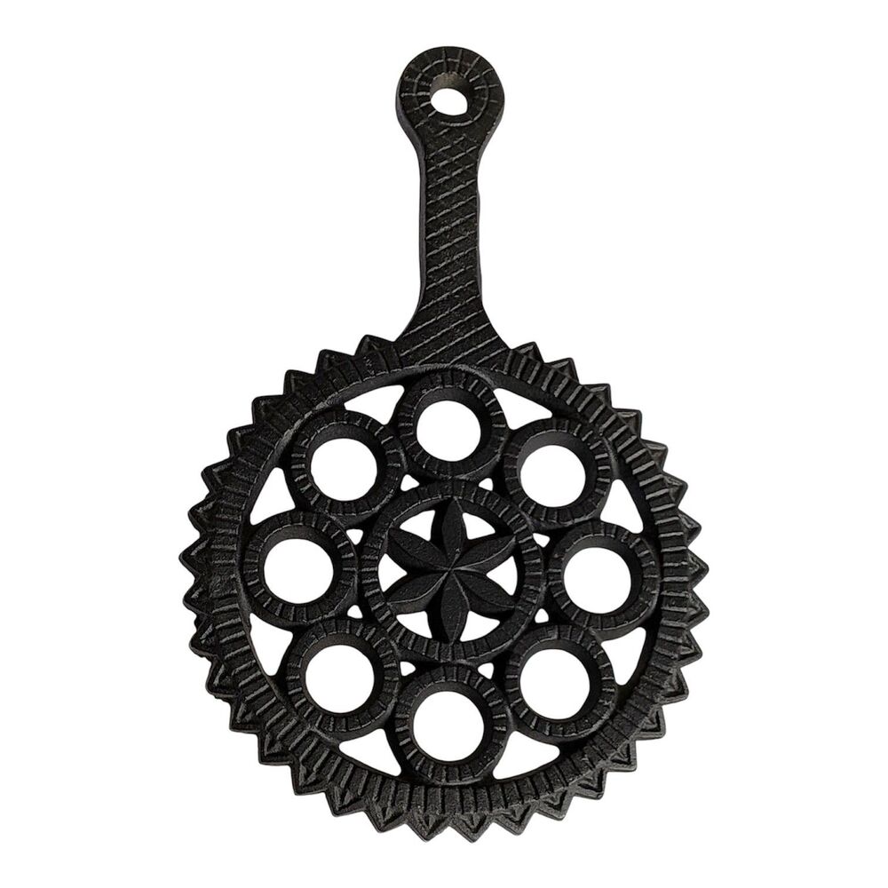 Vintage Cast Iron Trivet Starburst Ring of Circles Mid-Century Penn Dutch Decor